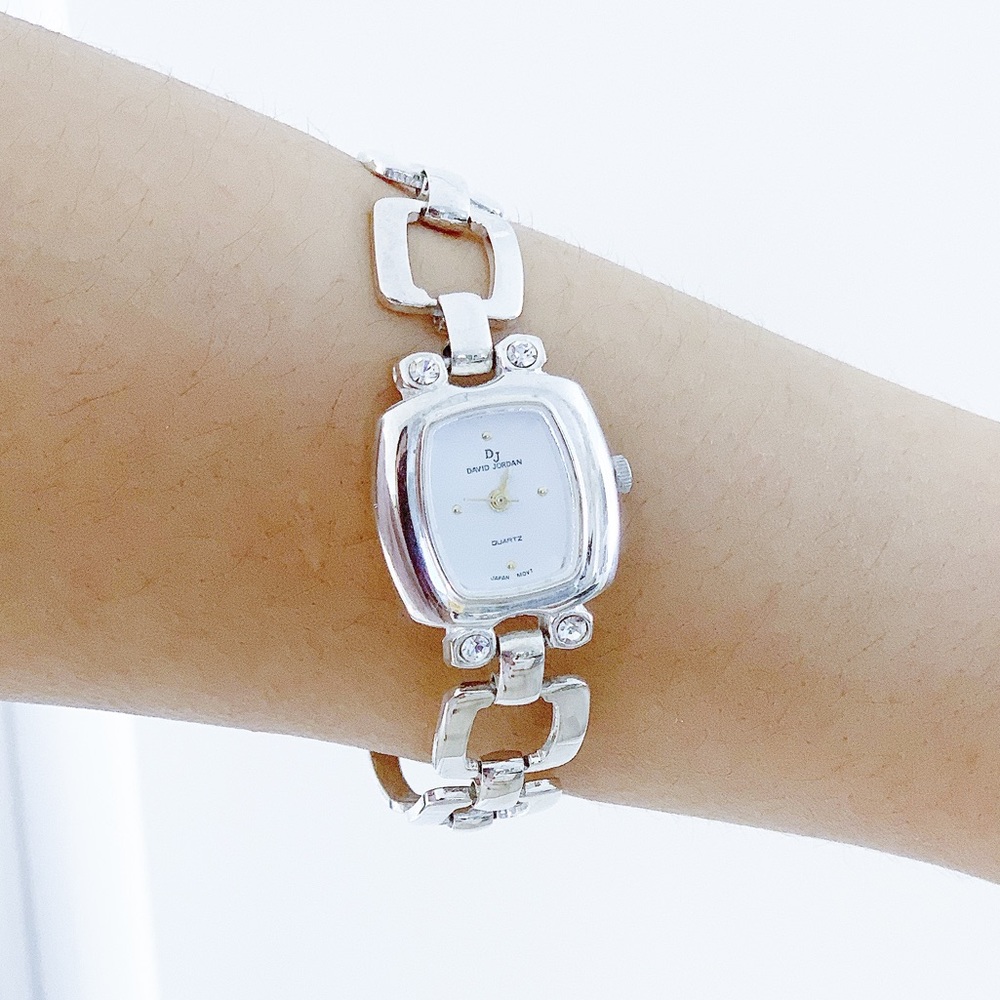DAVID JORDAN Silver Stainless Steel Bracelet Watch